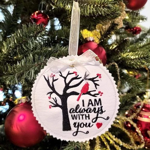 Embroidered In Memory ornaments I am always with you Red Cardinal Christmas - Picture 1 of 1
